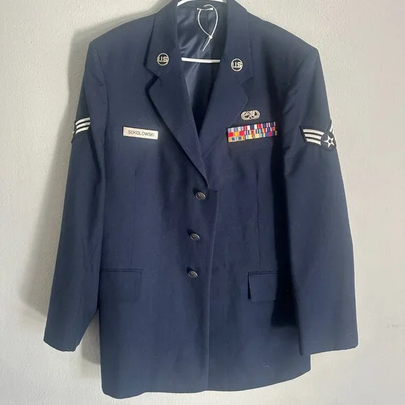 US Air Force Dress Blue Service Coat 42L SOKOLOWSKI Military Uniform Jacket DSGP - Picture 2 of 12